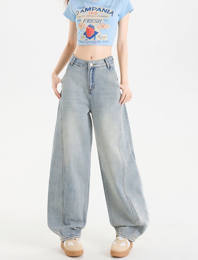 Apricot lengthen long pants straight jeans for women