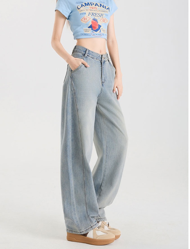 Apricot lengthen long pants straight jeans for women