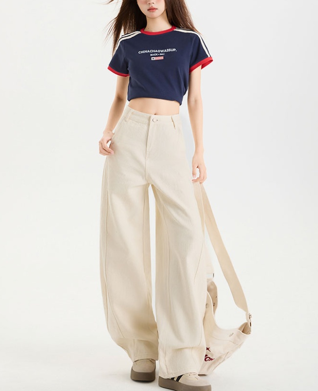 Apricot lengthen long pants straight jeans for women