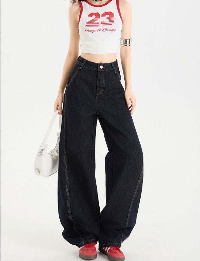 Apricot lengthen long pants straight jeans for women