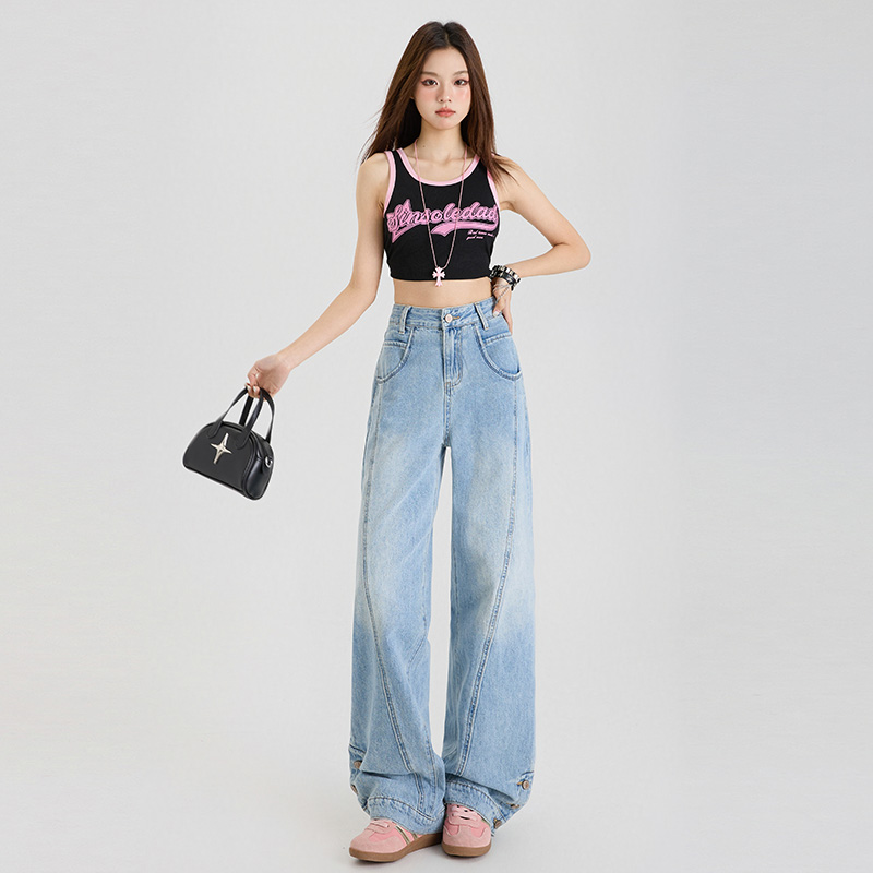 Loose wide leg pants American style long pants for women