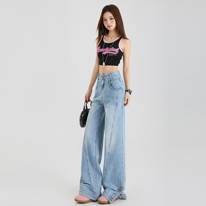 Loose wide leg pants American style long pants for women