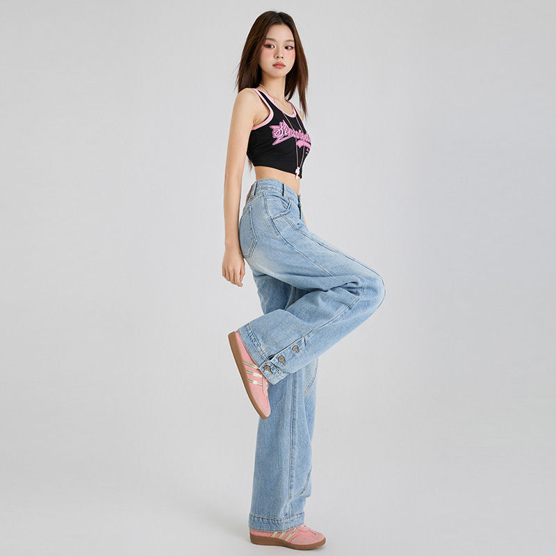 Loose wide leg pants American style long pants for women