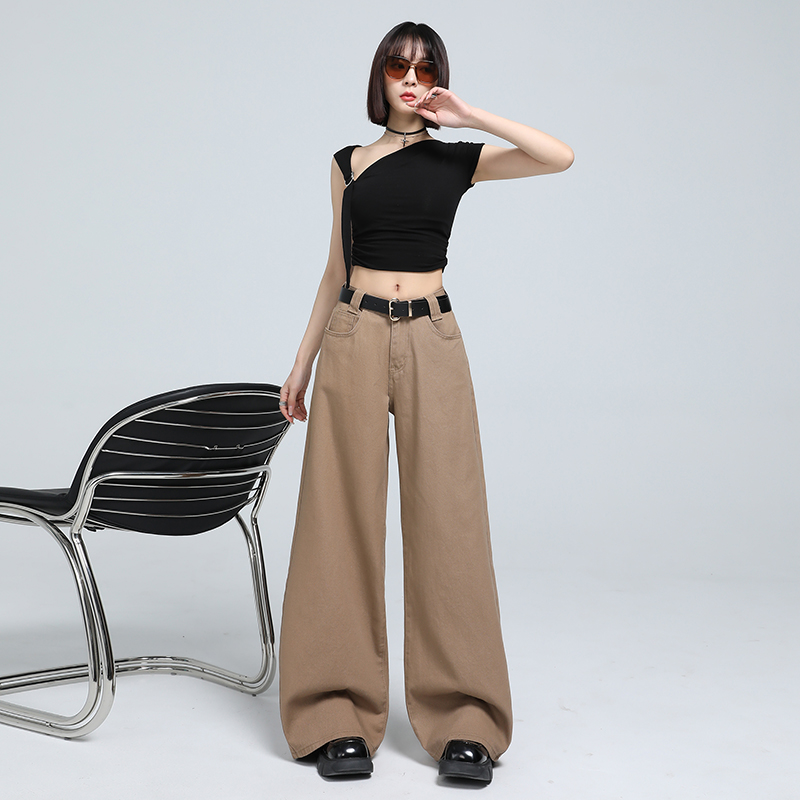 Nine tenths lengthen wide leg pants loose jeans