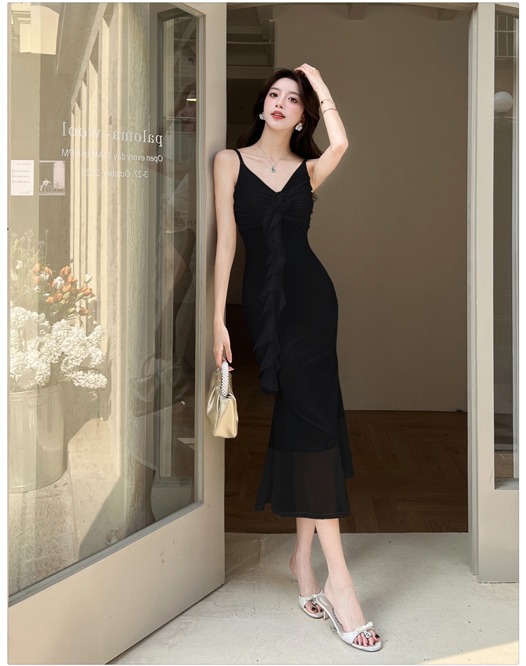 Pinched waist long dress temperament dress for women