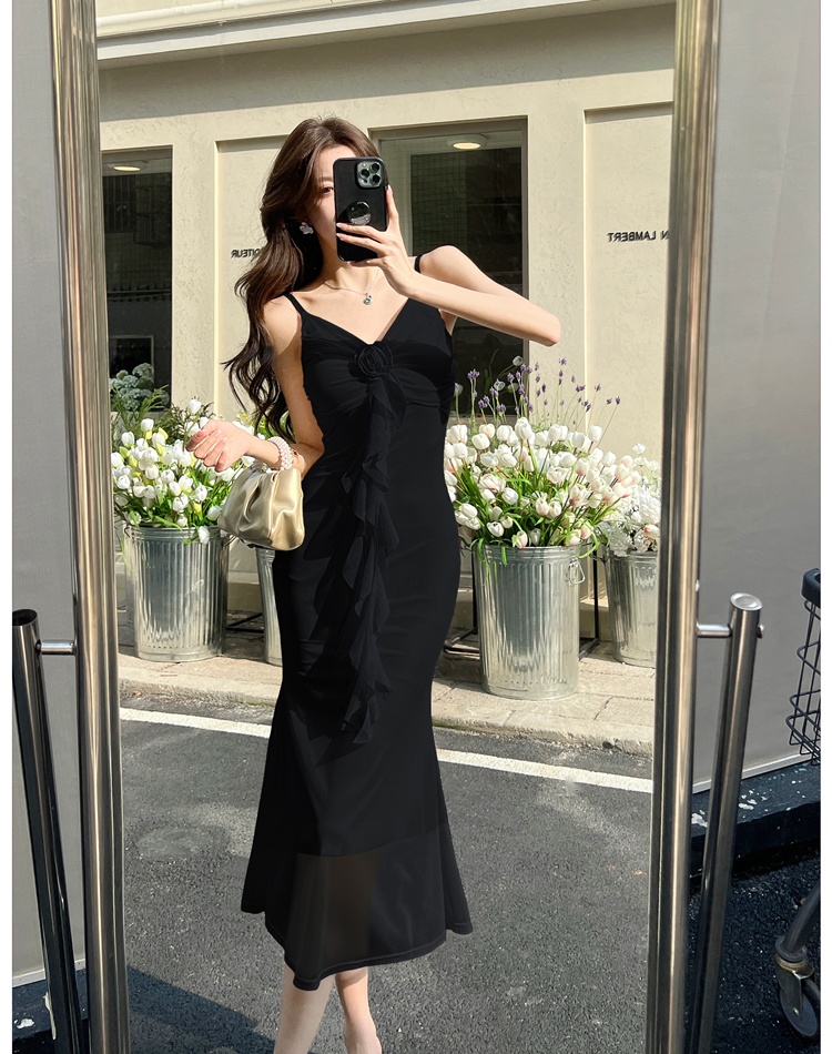 Pinched waist long dress temperament dress for women