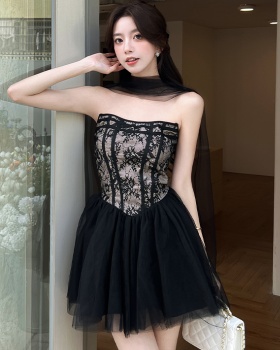 Gauze lace splice France style dress for women