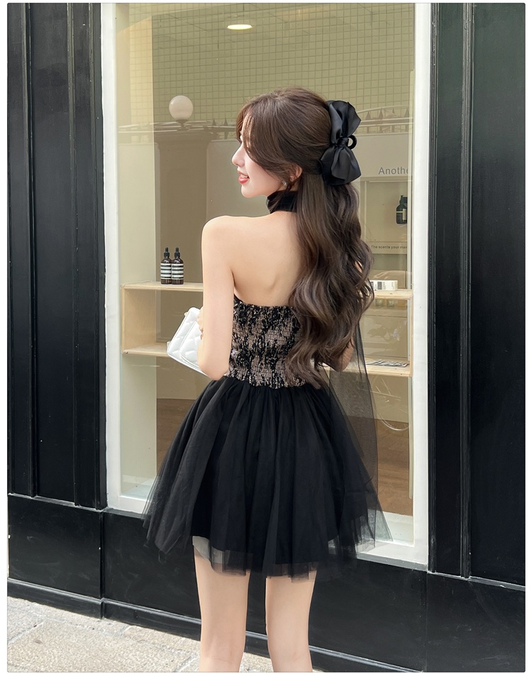 Gauze lace splice France style dress for women