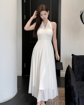 Halter gauze long dress France style dress for women