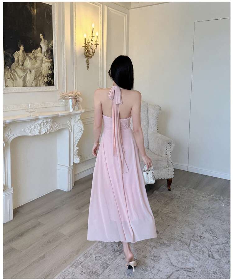 Halter gauze long dress France style dress for women