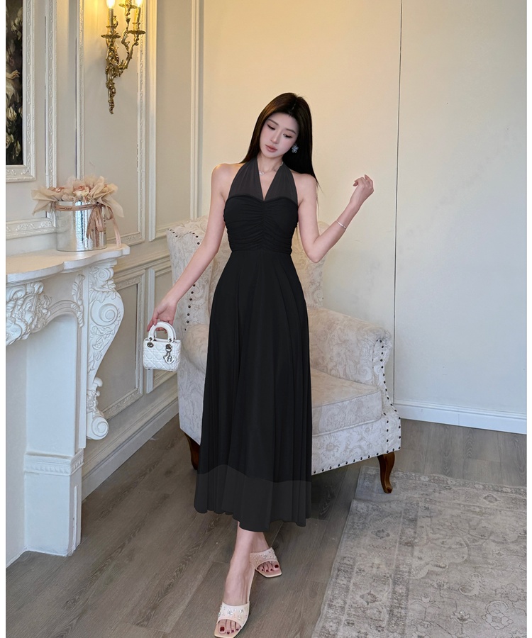 Halter gauze long dress France style dress for women