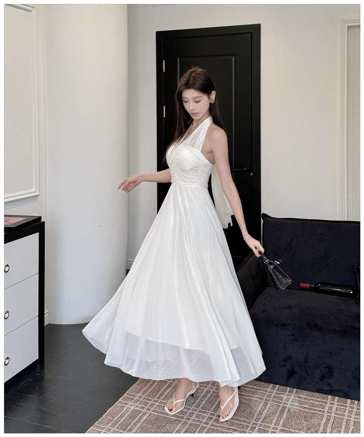 Halter gauze long dress France style dress for women