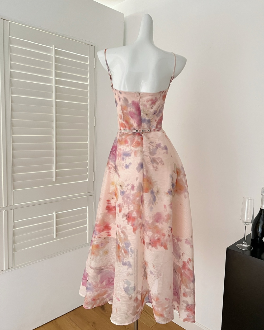 Cross fold floral strapless sling slim dress