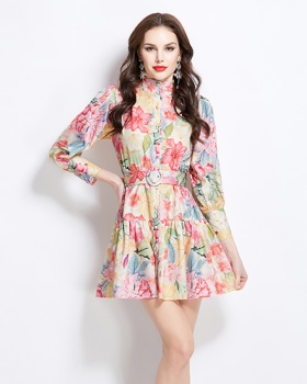 Printing flowers vacation short spring and summer dress