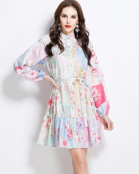 Splice spring and summer lace vacation short dress