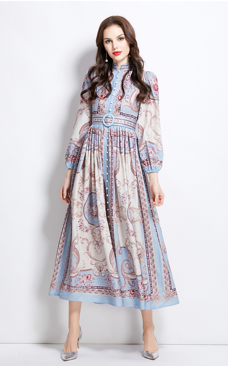 Spring and summer court style pattern dress