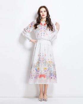 Spring flowers shirt long painting skirt a set