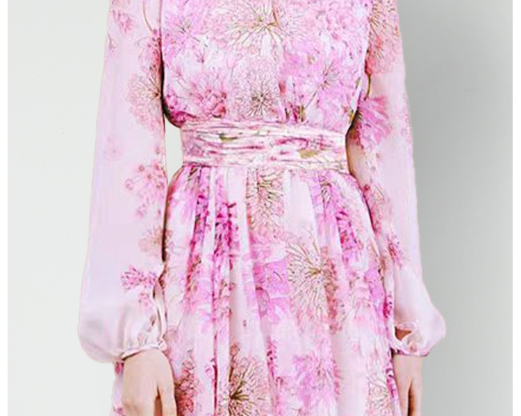 Pleats Please printing long sleeve dress