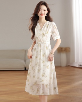 Slim floral dress summer long dress for women