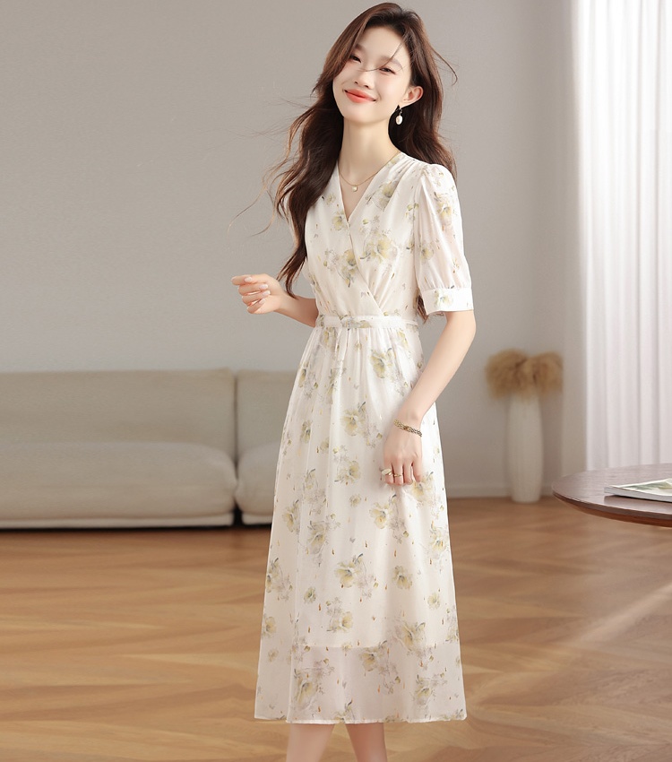 Slim floral dress summer long dress for women