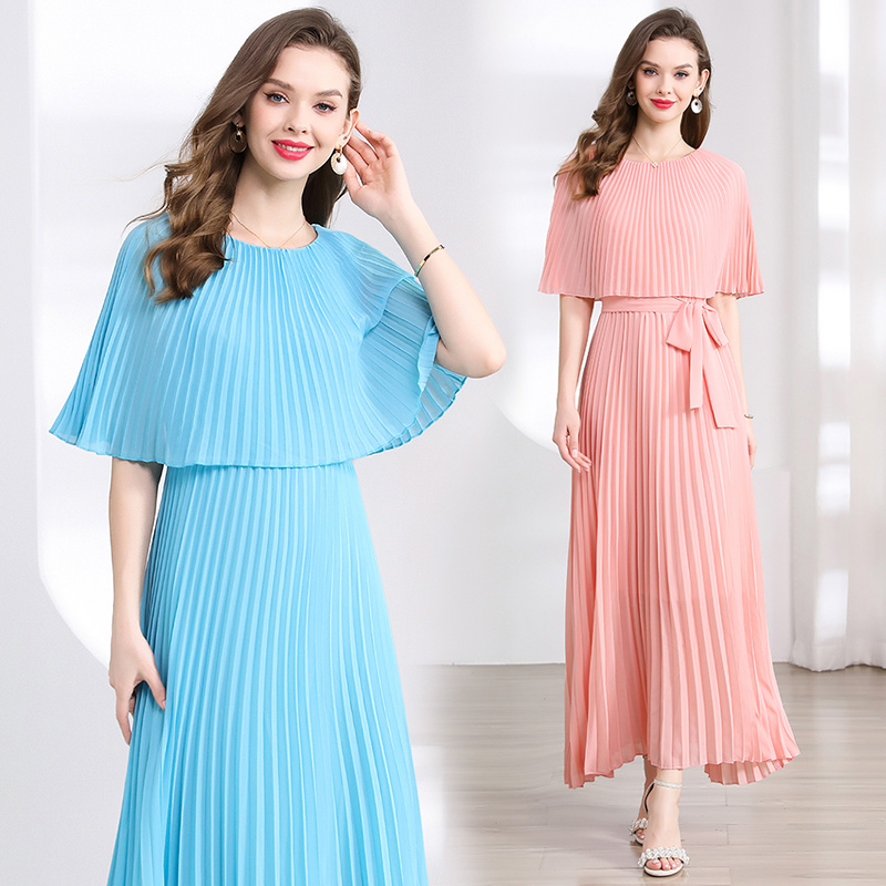 Big skirt France style pleated Pseudo-two dress