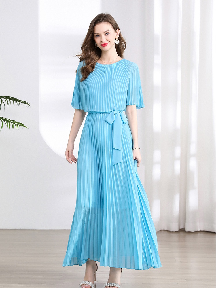 Big skirt France style pleated Pseudo-two dress