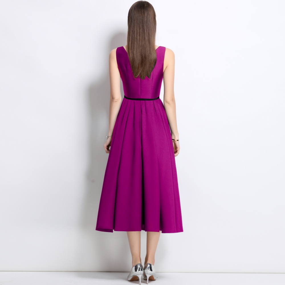 Temperament long slim V-neck elegant dress