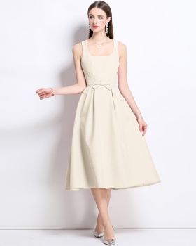 Elegant long slim sling pinched waist temperament dress