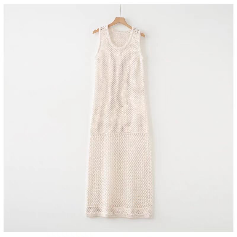 Pure sleeveless slim dress sexy knitted long dress