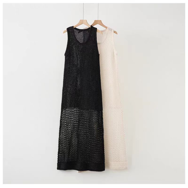 Pure sleeveless slim dress sexy knitted long dress