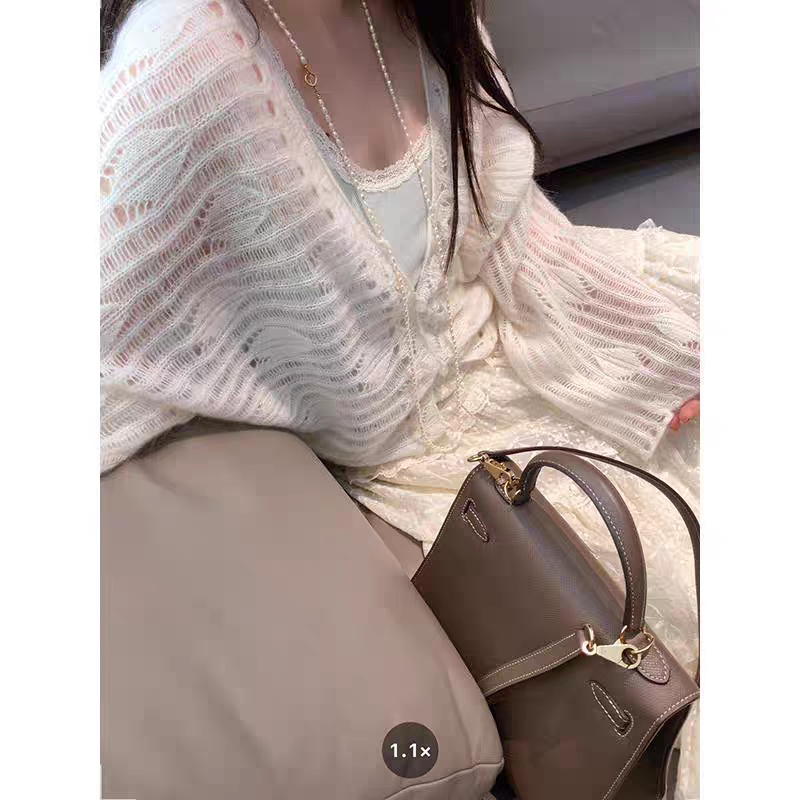 Chanelstyle spring sweater hollow cardigan for women