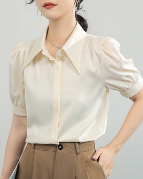 Short sleeve white Western style tops profession loose shirt