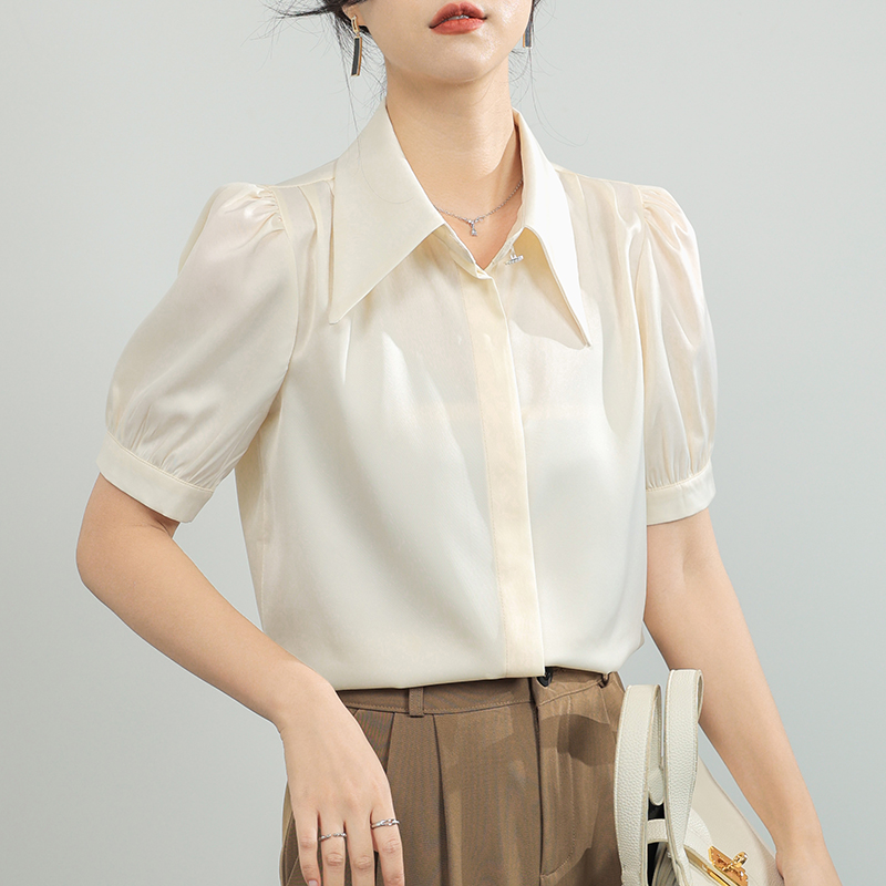 Short sleeve white Western style tops profession loose shirt