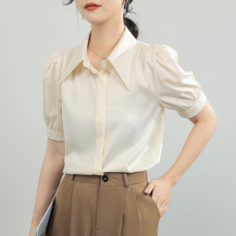 Short sleeve white Western style tops profession loose shirt