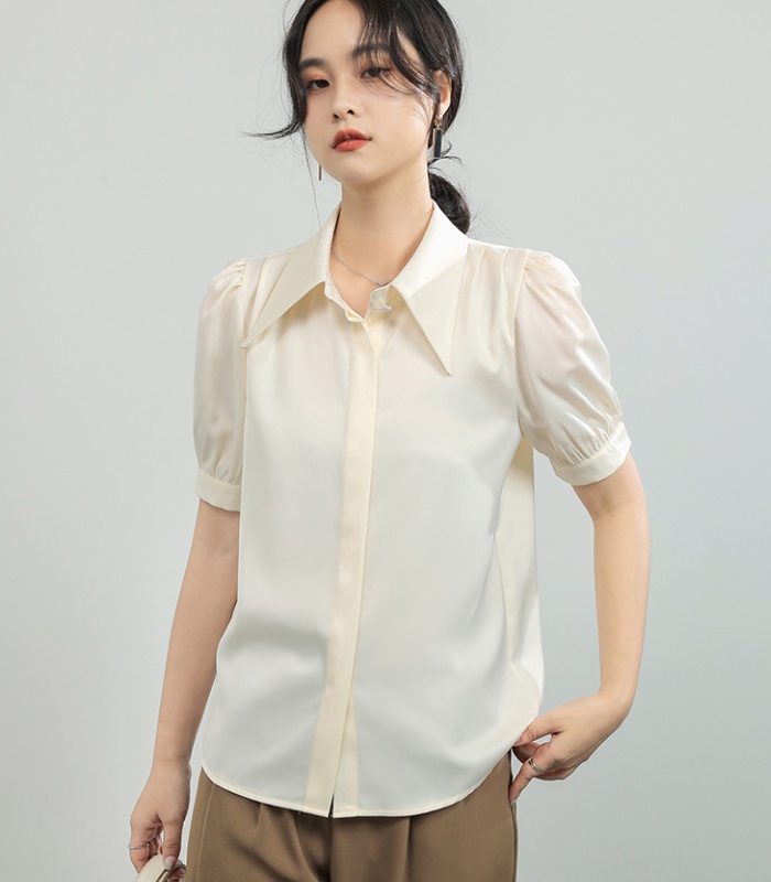 Short sleeve white Western style tops profession loose shirt