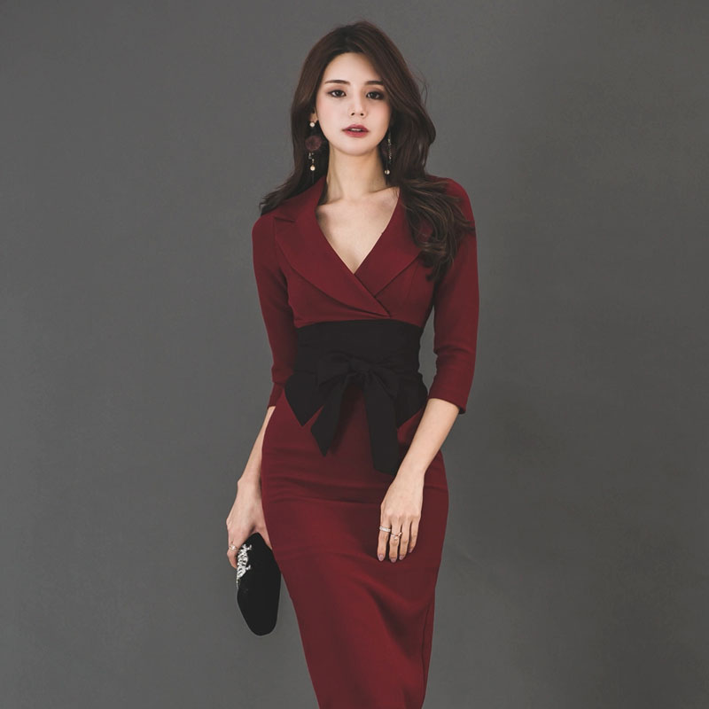 Spring and autumn formal dress package hip dress