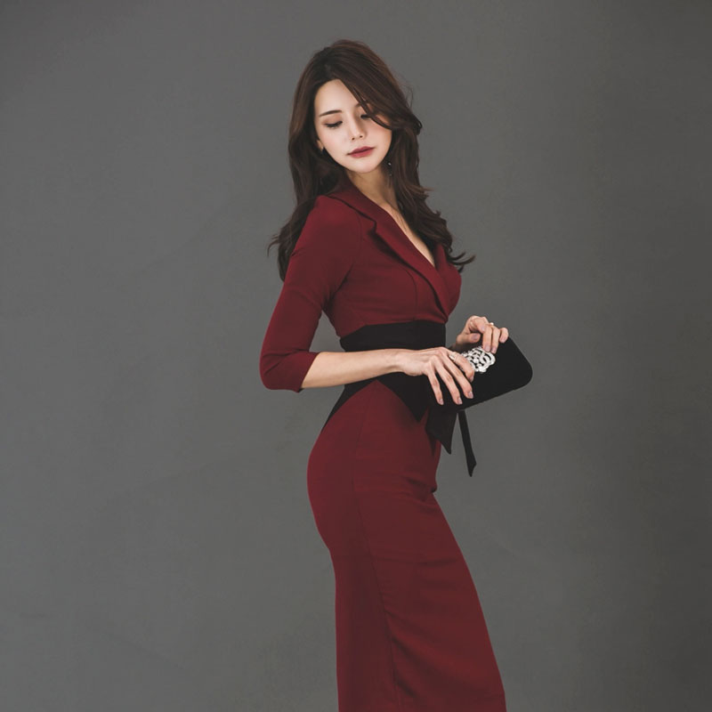 Spring and autumn formal dress package hip dress