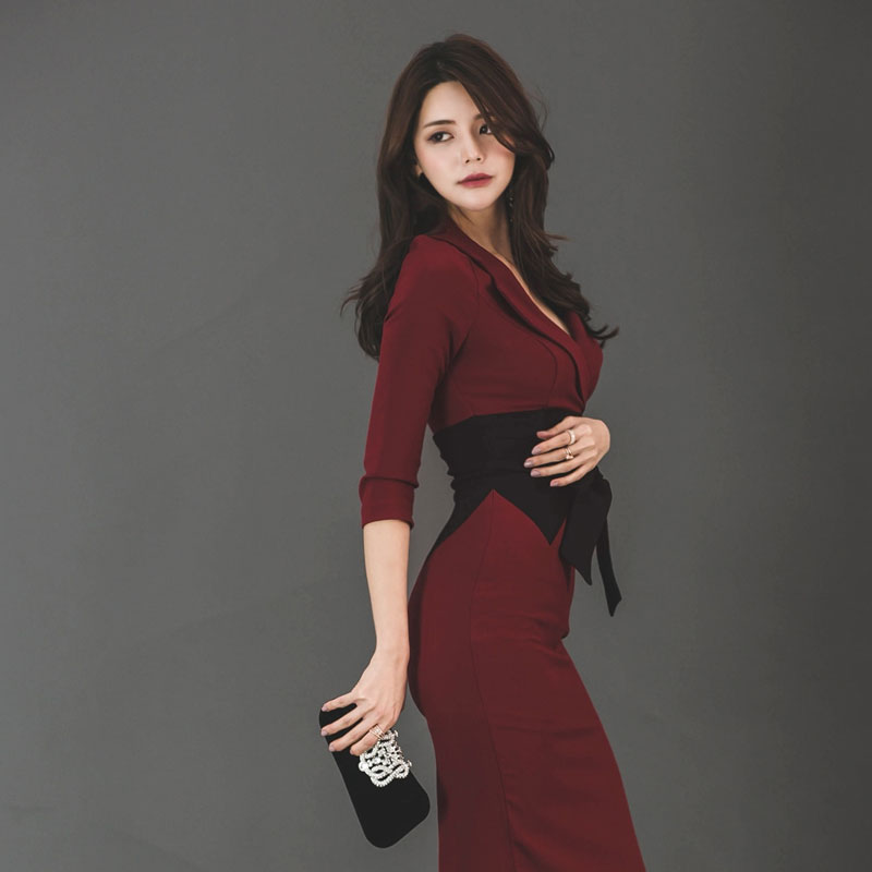 Spring and autumn formal dress package hip dress