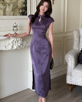 Purple Chinese style dress spring and summer cheongsam