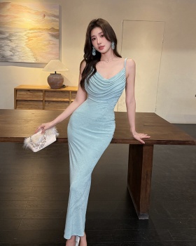 Fold temperament dress breathable pendant long dress