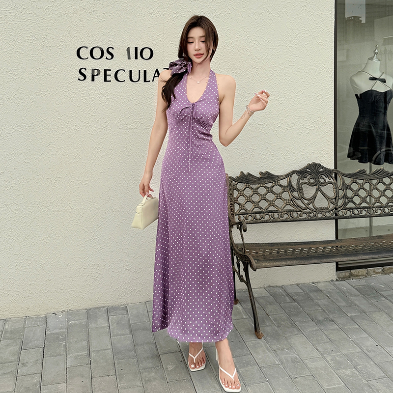 Summer halter dress France style long dress for women