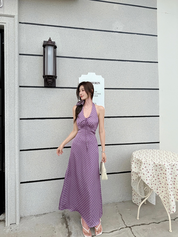 Summer halter dress France style long dress for women