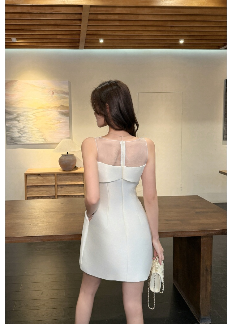 Summer sleeveless T-back splice gauze vest