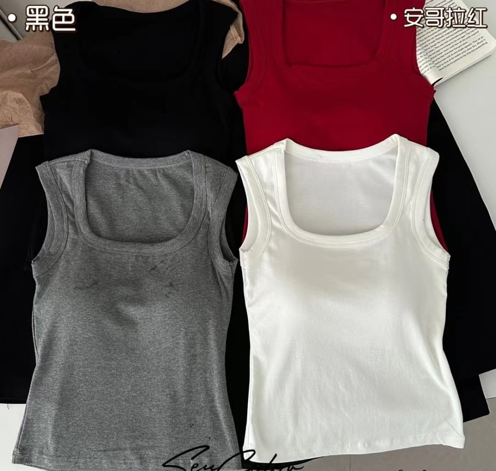 Wrapped chest bottoming tops square collar vest