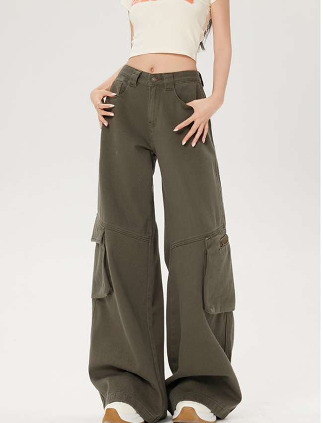 Loose low-waist long pants many pocket casual pants