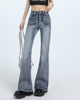 Slim spicegirl long pants washed low-waist jeans for women