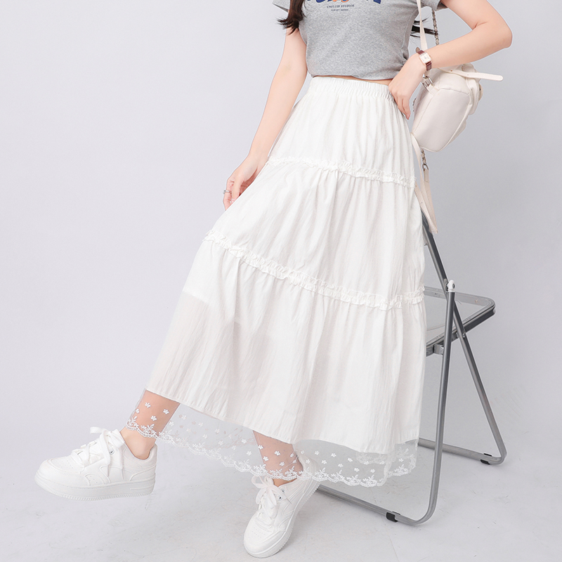 Cake high waist skirt lace A-line long skirt for women