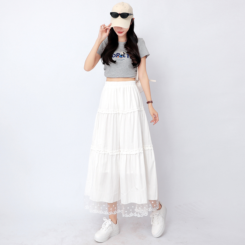 Cake high waist skirt lace A-line long skirt for women