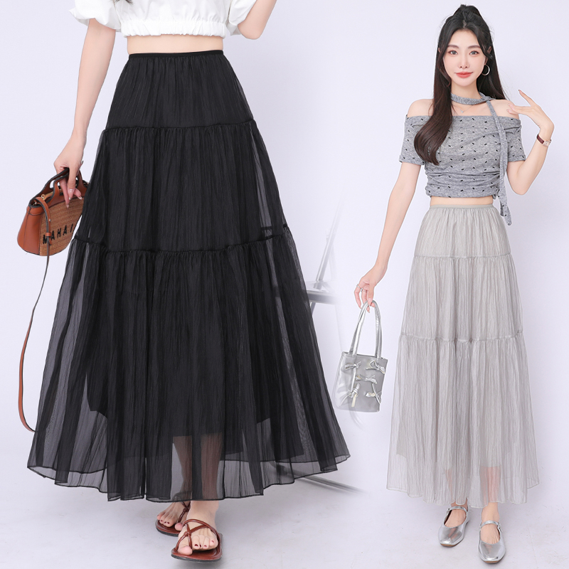 Slim France style gauze all-match high waist skirt