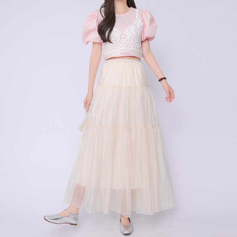 Slim France style gauze all-match high waist skirt